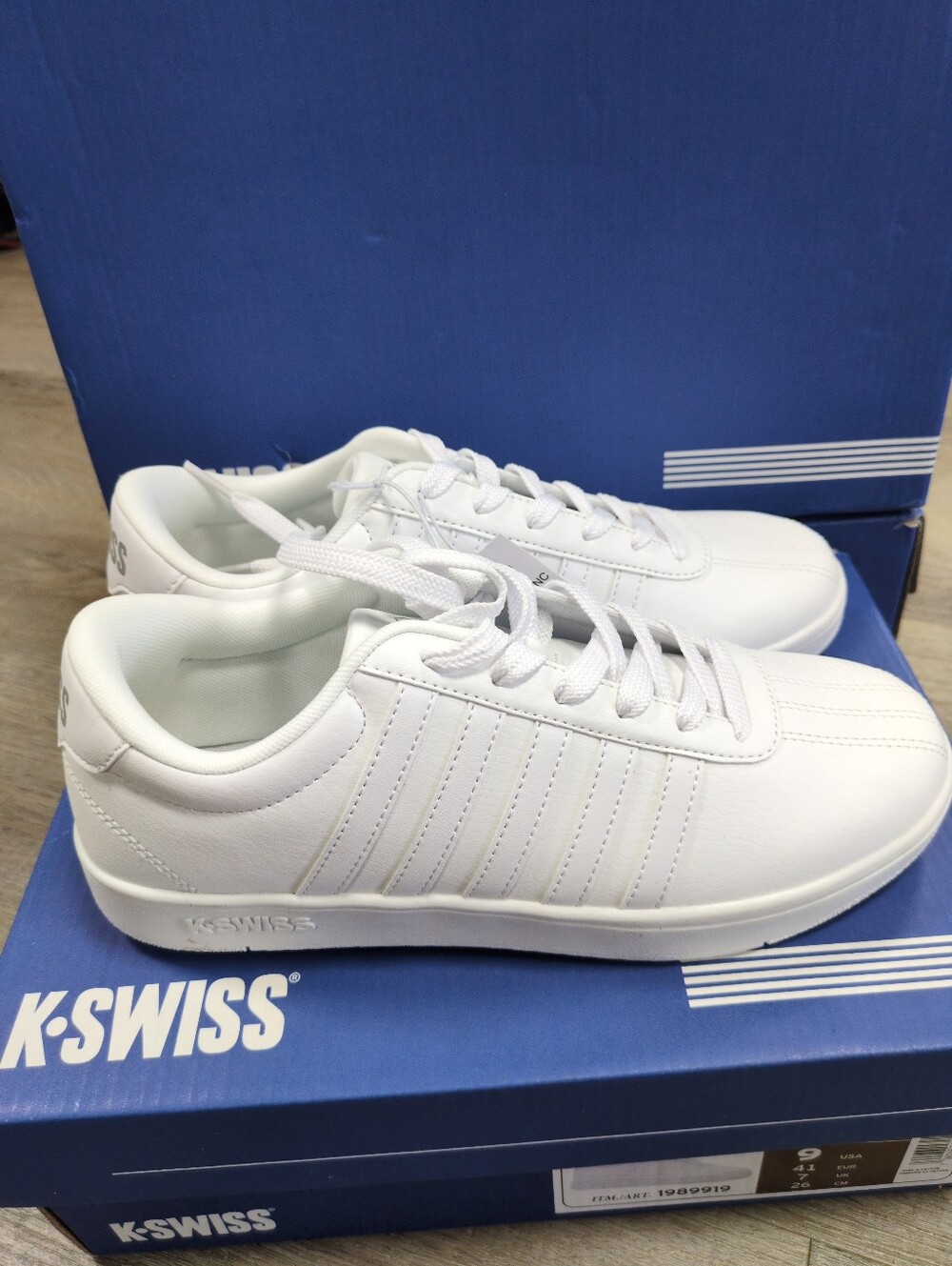 K-Swiss Court Open Stripes White Sz 9 Womens
